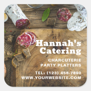 Rustic Photo Wooden Board Charcuterie Catering Vierkante Sticker