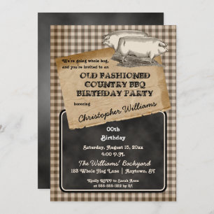 Rustic Pig Roast Backyard BBQ Birthday Party Kaart