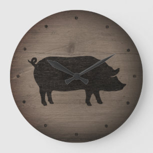 Rustic Pig Silhouette Grote Klok