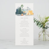 Rustic Pine Bossen Camping Mountain Wedding Menu Kaart (Staand voorkant)