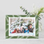 Rustic Pine Branch Green-kerstfoto Feestdagenkaart (Staand voorkant)