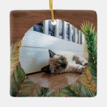 Rustic Pine Branch Pet's Eerste Kerst Keepsake