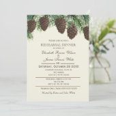 Rustic pine cone fiber winterrepetitie diner kaart (Staand voorkant)