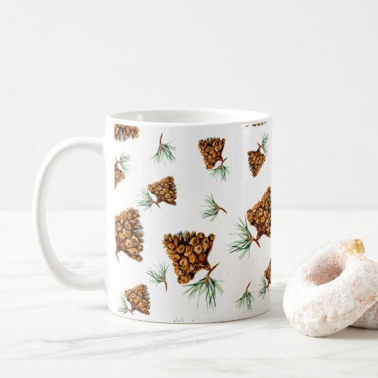 Rustic Pine Cone Forest Mug – Nature-Inspired Desi Koffiemok (Met donut)