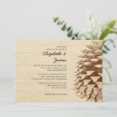 Rustic Pine Cone Wedding Invitations Kaart (Staand voorkant)