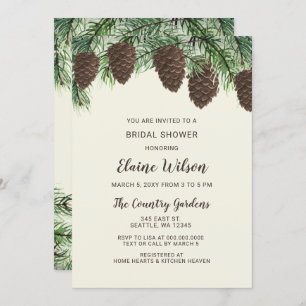 Rustic Pine cone Winter Wedding Vrijgezellenfeest Kaart