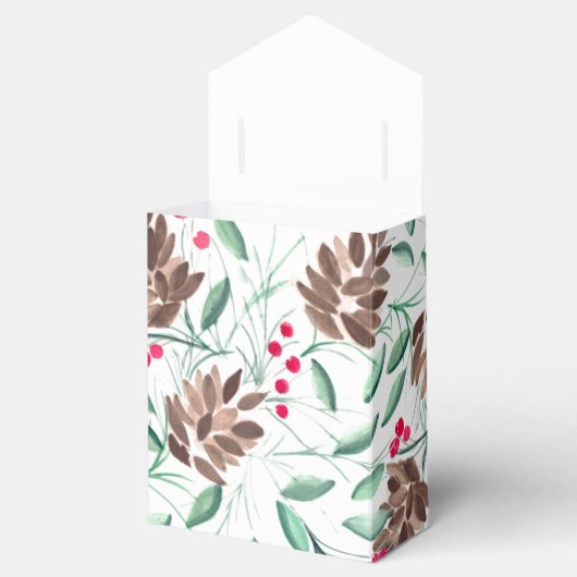 Rustic Pine Cones and Berries Wedding Favor Box Bedankdoosjes (Geopend)