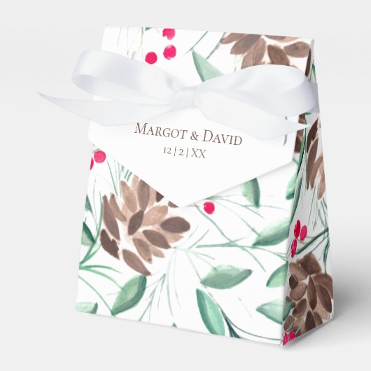 Rustic Pine Cones and Berries Wedding Favor Box Bedankdoosjes (Voorkant Zijde)