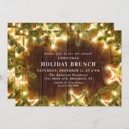 Rustic Pine Cones Branch HOLIDAY BRUNCH Kaart (Voorkant / Achterkant)