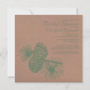 Rustic Pine Cones Bridal Shower Invitations Kaart