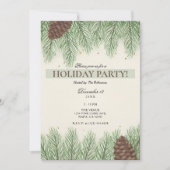 Rustic Pine Cones & Fir Christmas Holiday Party Kaart (Voorkant)