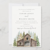 Rustic Pine Forest Barnyard Fiançailles Invitation (Devant)