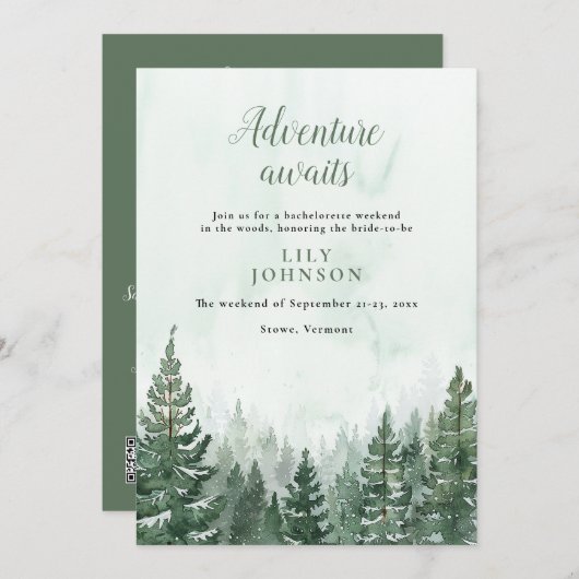 Rustic Pine Forest Camping Bachelorette Weekend Kaart (Voorkant / Achterkant)