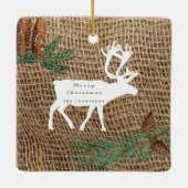 Rustic Pine Forest Reindeer Keramisch Ornament (Achterkant)