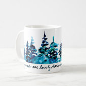 Rustic Pine Forest Robert Frost Waterverf Poetry Koffiemok (Voorkant links)