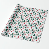 Rustic Pine Forest Scandi Christmas Trees Pattern Cadeaupapier (Uitgerold)