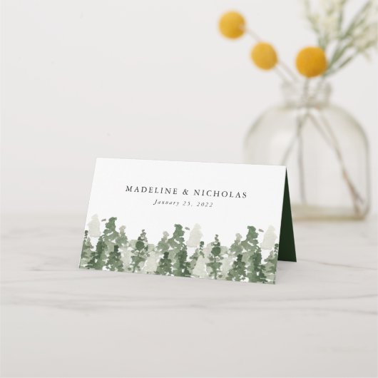 Rustic Pine Forest Wedding Place Card (Achterkant)