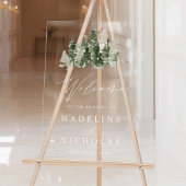 Rustic Pine Forest Wedding Welkom Acryl Bord