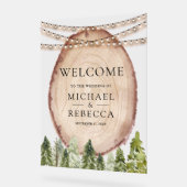 Rustic Pine Forest Wood Slice Wedding Welcome (Angle)