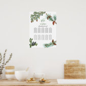 Rustic Pine Greenery Wedding Seating Chart Poster (Keuken)