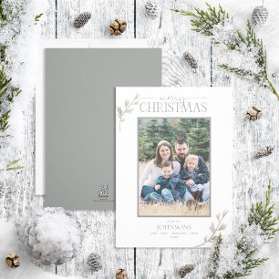 Rustic Pine Merry Family Neutral foto Feestdagenkaart