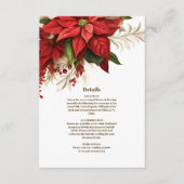 Rustic Pine Poinsettia Floral kerstbruiloft Informatiekaartje (Voorkant)