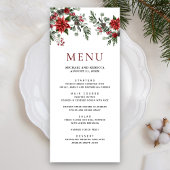 Rustic Pine Poinsettia Floral kerstbruiloft Menu