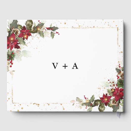 Rustic Pine Poinsettia Mariage livre d'hôtes (Verso)