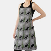 Rustic Pine Tree Moose All-Over Print Apron Schort (Insitu)