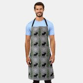 Rustic Pine Tree Moose All-Over Print Apron Schort (Gedragen)