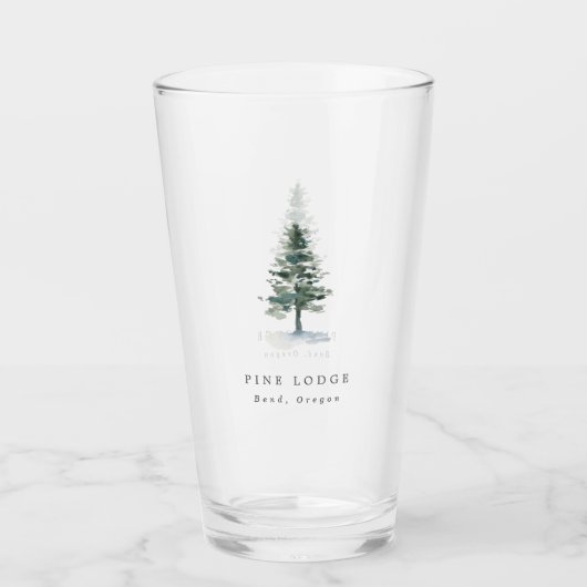 Rustic Pine Tree Motel Business Guest Glas (Voorkant)