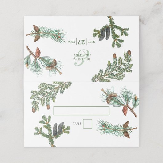 Rustic Pine Trees Forest Greenery Wedding (Buitenkant ongevouwen)