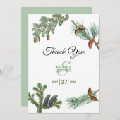 Rustic Pine Trees Forest Greenery Wedding Bedankkaart (Voorkant / Achterkant)