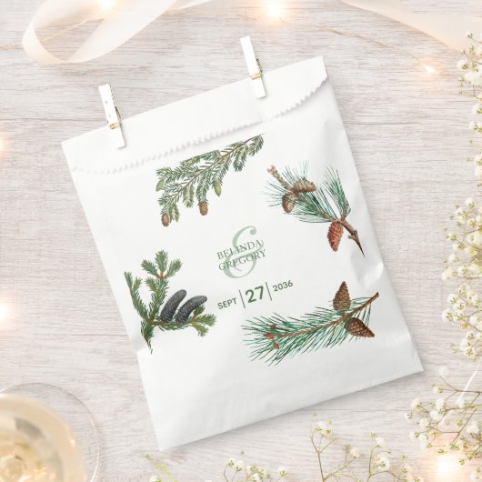 Rustic Pine Trees Forest Greenery Wedding Bedankzakje (Geknipt)