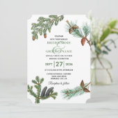 Rustic Pine Trees Forest Greenery Wedding Kaart (Staand voorkant)