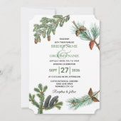 Rustic Pine Trees Forest Greenery Wedding Kaart (Voorkant)