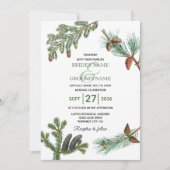 Rustic Pine Trees Forest Greenery Wedding Kaart (Voorkant)