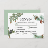 Rustic Pine Trees Forest Greenery Wedding RSVP Kaartje (Voorkant / Achterkant)