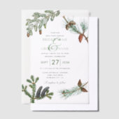 Rustic Pine Trees Forest Greenery Wedding Vellum Uitnodigingen (Offset)