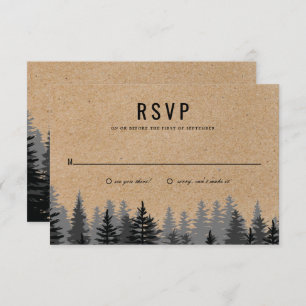 Rustic Pine Trees Kraft Winter Reply Card Kaart