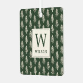 Rustic Pine Trees Monogram Kerstfoto Metalen Ornament (Voorkant links)
