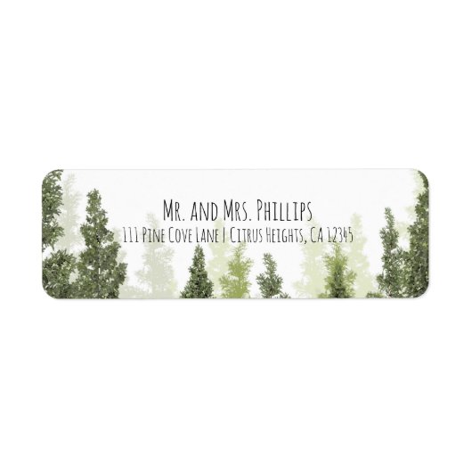 Rustic Pine Trees Simple Country Wedding Etiket (Voorkant)