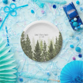 Rustic Pine Trees Simple Country Wedding Papieren Bordje (Feest)