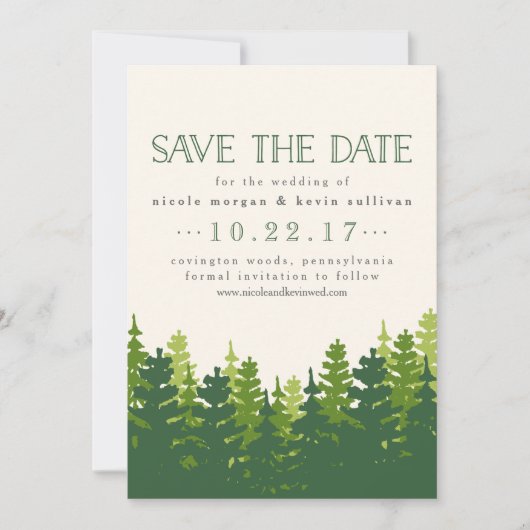 Rustic Pine Trees sparen de Datum Save The Date (Voorkant)