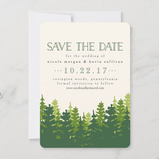Rustic Pine Trees sparen de Datum Save The Date (Voorkant)