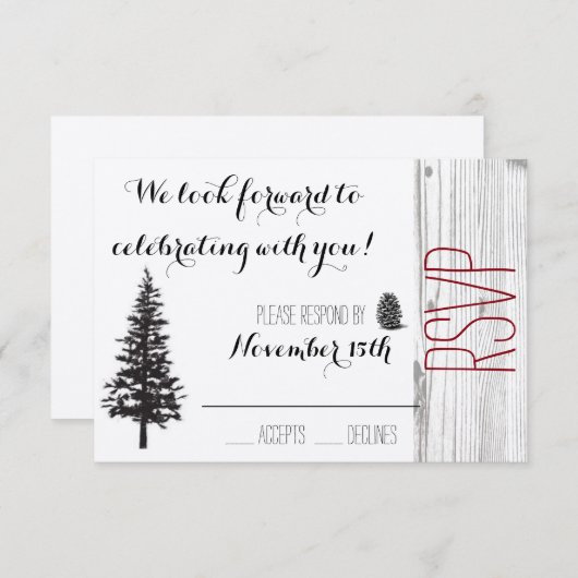 Rustic Pine Wedding RSVP (Voorkant / Achterkant)