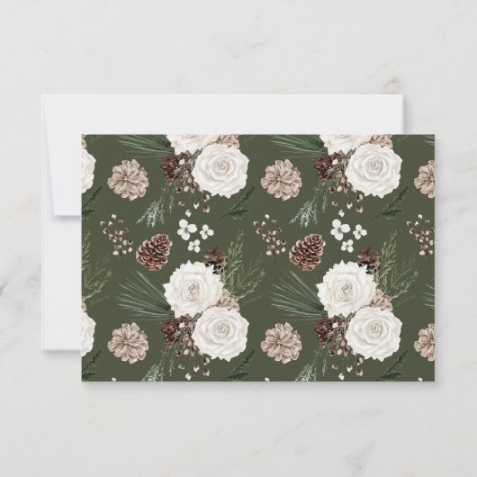 Rustic Pine Winter Wedding QR Code RSVP Card (Dos)