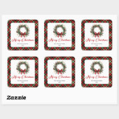 Rustic Pine Wreath Custom Name Christmas Stickers (Feuille)