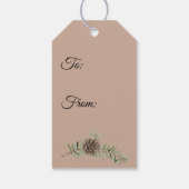 Rustic Pine Wreath Snow Wereldbol en Label met vog Cadeaulabel (Achterkant)