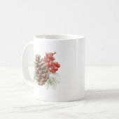 Rustic Pinecone and Berry Christmas Koffiemok (Voorkant links)